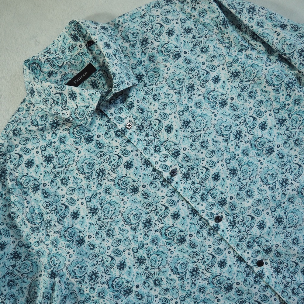 Matinique Sz L Light Blue Paisley Dress Long Sleeve Shirt